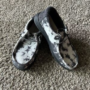 Hey Dude Women's Slippers - Black and White Tie-Dye